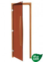 SAWO Дверь 7/19, бронза, левая, без порога, кедр, прямая ручка с металлической вставкой - купить в Екатеринбурге с доставкой